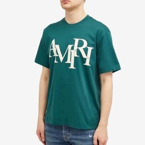 AMIRI Men's Staggered Logo T-Shirt in Green